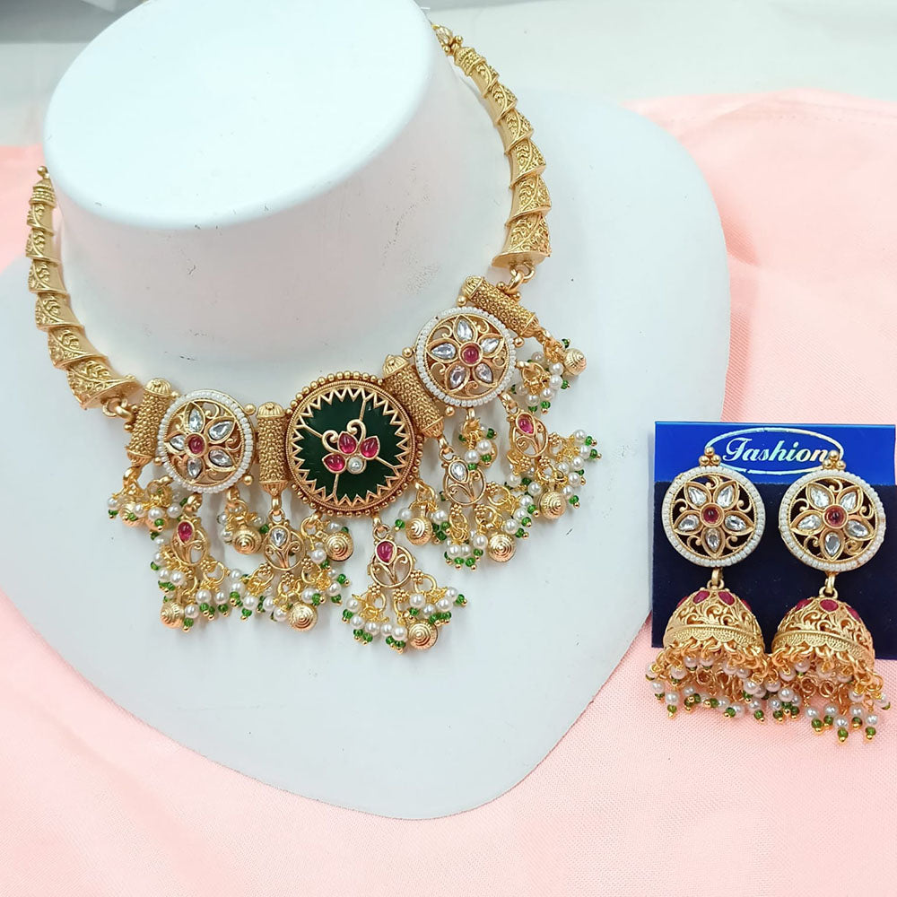 NAFJ Royal Pota Stone And Pearl Choker Necklace Set