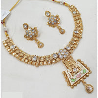 NAFJ Royal Pota Stone And Pearl Meenakari Necklace Set