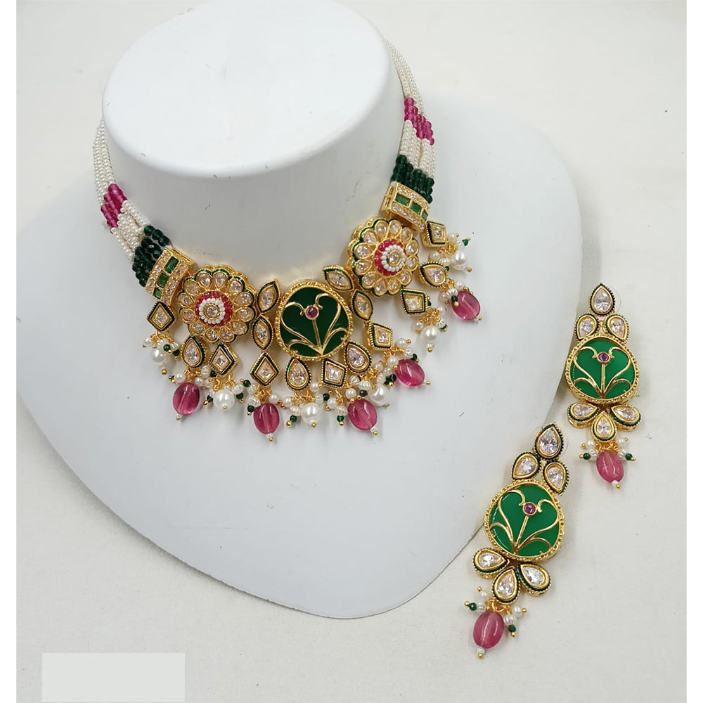 NAFJ Royal Pota Stone And Pearl Choker Necklace Set