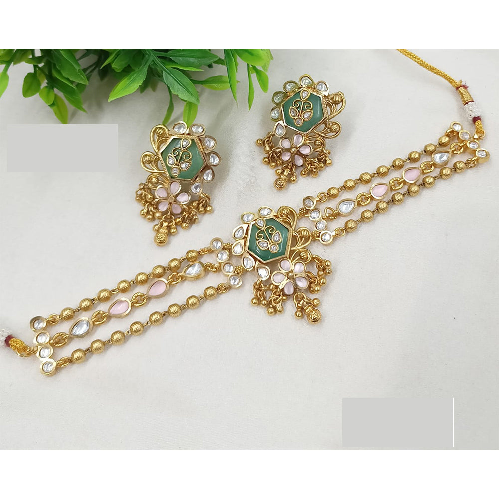 NAFJ Royal Pota Stone And Pearl Choker Necklace Set