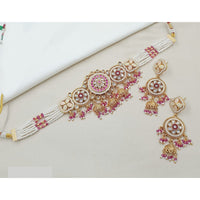 NAFJ Royal Pota Stone And Pearl Meenakari Choker Necklace Set