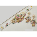 NAFJ Royal Pota Stone And Pearl Meenakari Choker Necklace Set