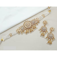 NAFJ Royal Pota Stone And Pearl Meenakari Choker Necklace Set