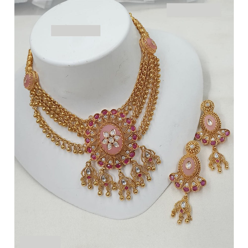 NAFJ Royal Pota Stone And Pearl Choker Necklace Set