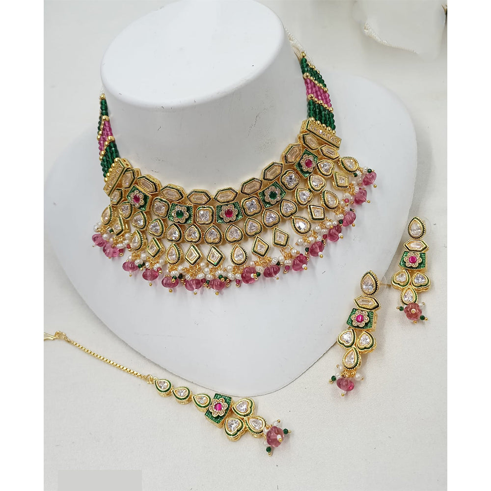 NAFJ Royal Pota Stone And Pearl Choker Necklace Set
