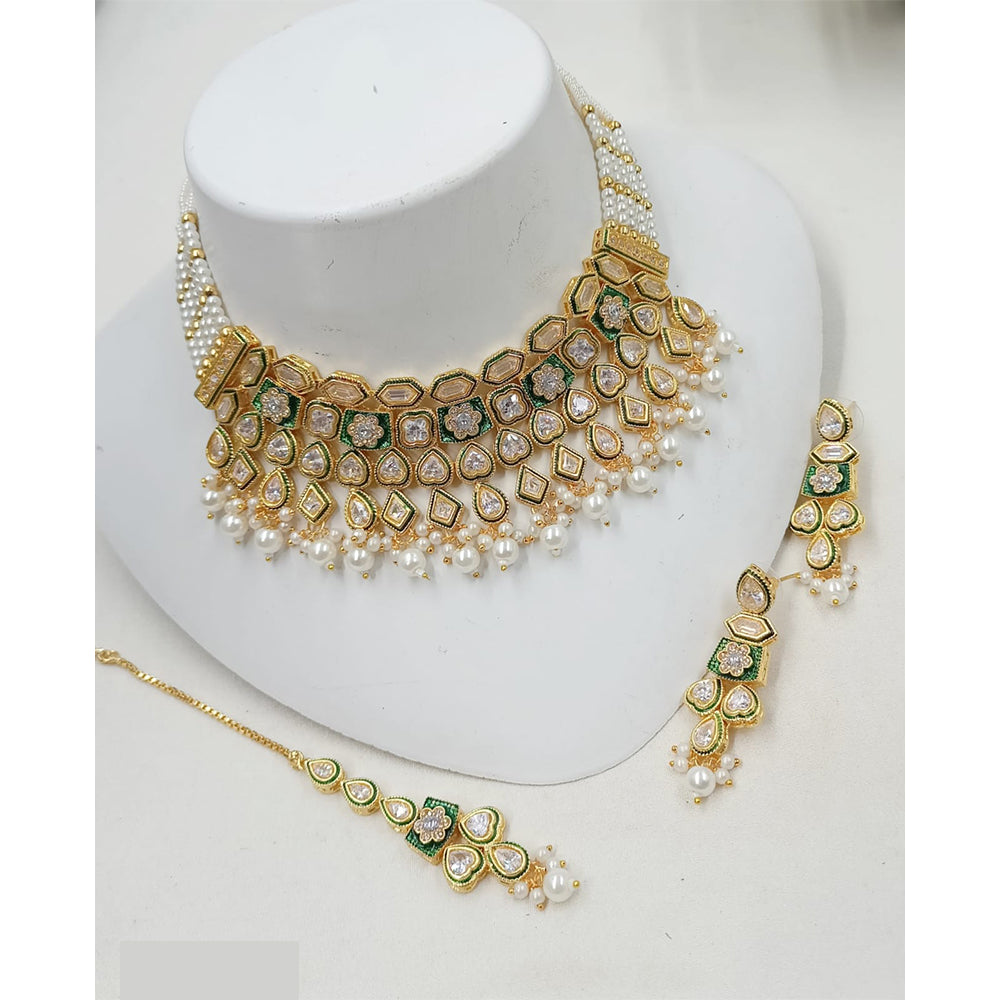 NAFJ Royal Pota Stone And Pearl Choker Necklace Set