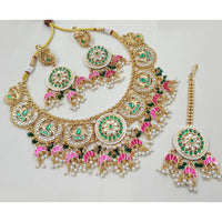 NAFJ Royal Pota Stone And Pearl Meenakari Necklace Set