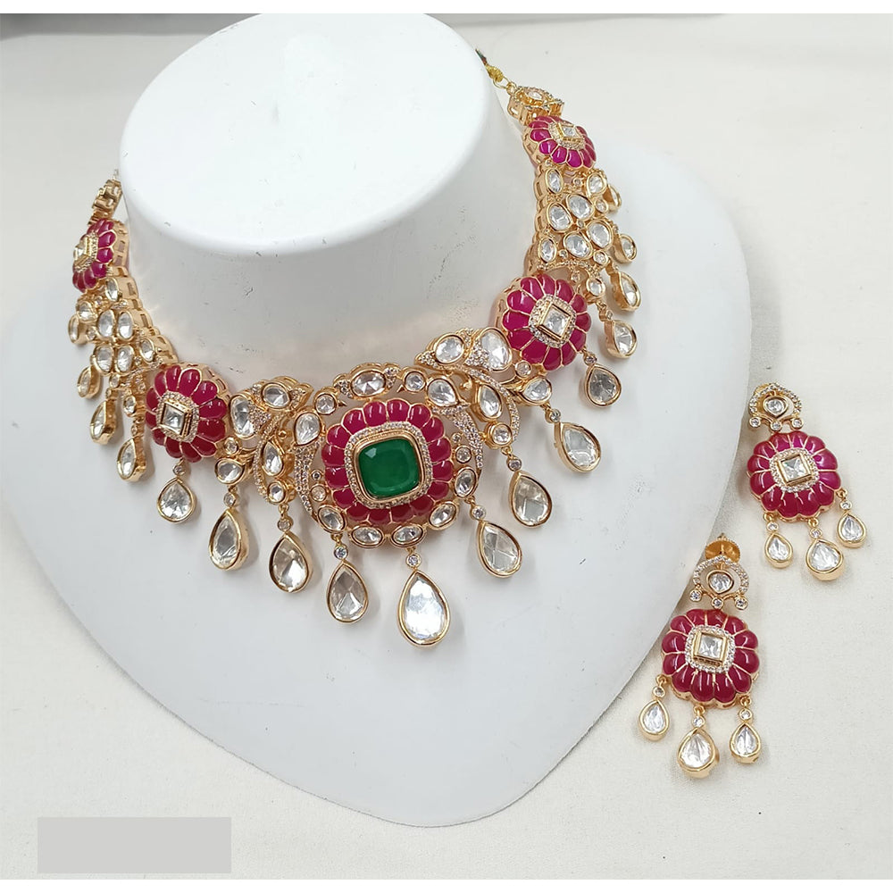 NAFJ Royal Heritage Polki Kundan Stone Choker Necklace Set