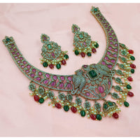 NAFJ Royal Pota Stone And Austrian Pearl Necklace Set