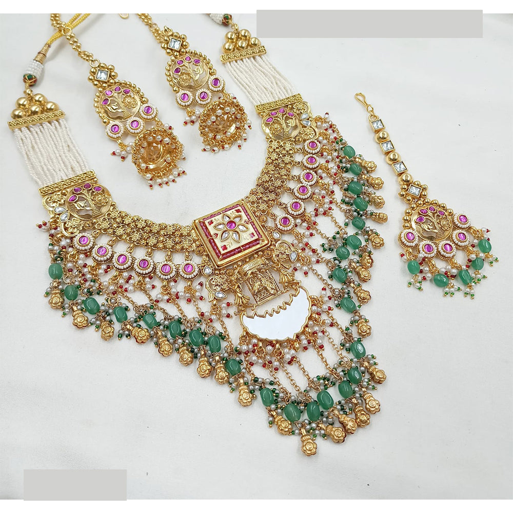 NAFJ Royal Pota Stone And Pearl Meenakari Necklace Set
