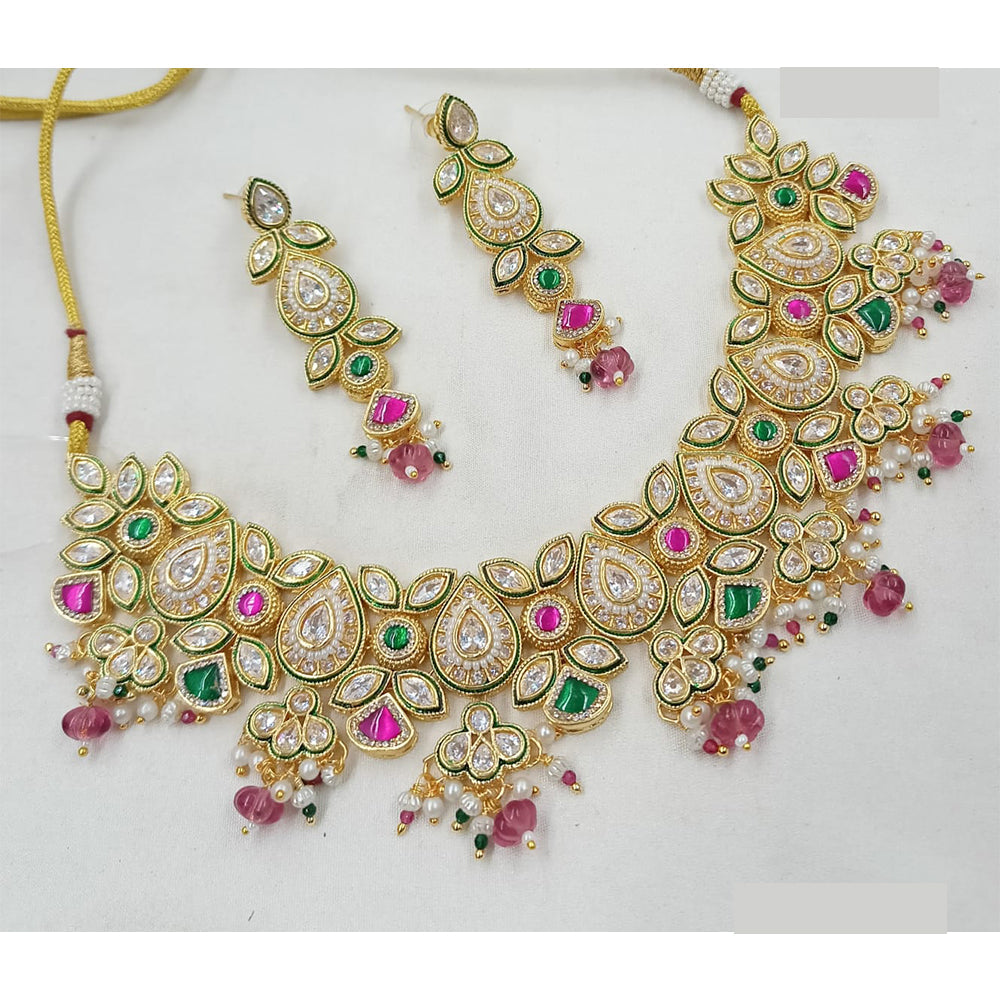 NAFJ Royal Pota Stone And Austrian Pearl Necklace Set