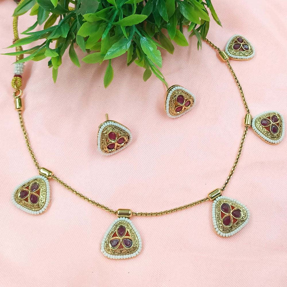 NAFJ Royal Pota Stone And Pearl Necklace Set