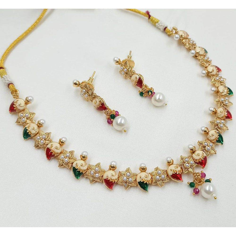 NAFJ Royal Pearl And Meenakari Necklace Set