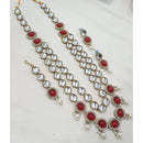 NAFJ Designer Kundan Stone And Pearl Long Necklace Set