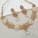 NAFJ Glam Crystal Stone And Pearl Enamel Meenakari Necklace Set