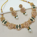 NAFJ Glam Crystal Stone And Pearl Enamel Meenakari Necklace Set