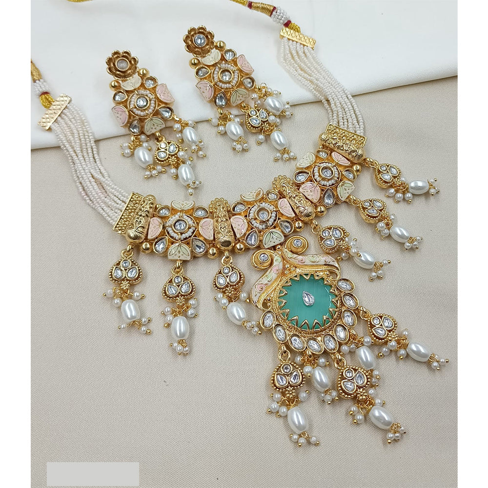 NAFJ Royal Pota Stone And Pearl Meenakari Necklace Set