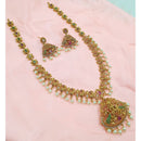 NAFJ Premium Pota Stone And Pearl Temple Long Necklace Set