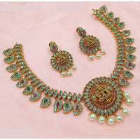 NAFJ Premium Pota Stone And Pearl Temple Necklace Set