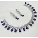 NAFJ Luxury Rhodium Polish American Diamond Necklace Set