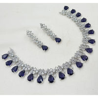 NAFJ Luxury Rhodium Polish American Diamond Necklace Set