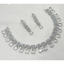 NAFJ Luxury Rhodium Polish American Diamond Necklace Set