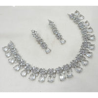 NAFJ Luxury Rhodium Polish American Diamond Necklace Set