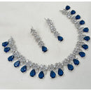 NAFJ Luxury Rhodium Polish American Diamond Necklace Set