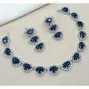 NAFJ Luxury Rhodium Polish American Diamond Necklace Set