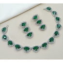 NAFJ Luxury Rhodium Polish American Diamond Necklace Set