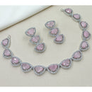 NAFJ Luxury Rhodium Polish American Diamond Necklace Set