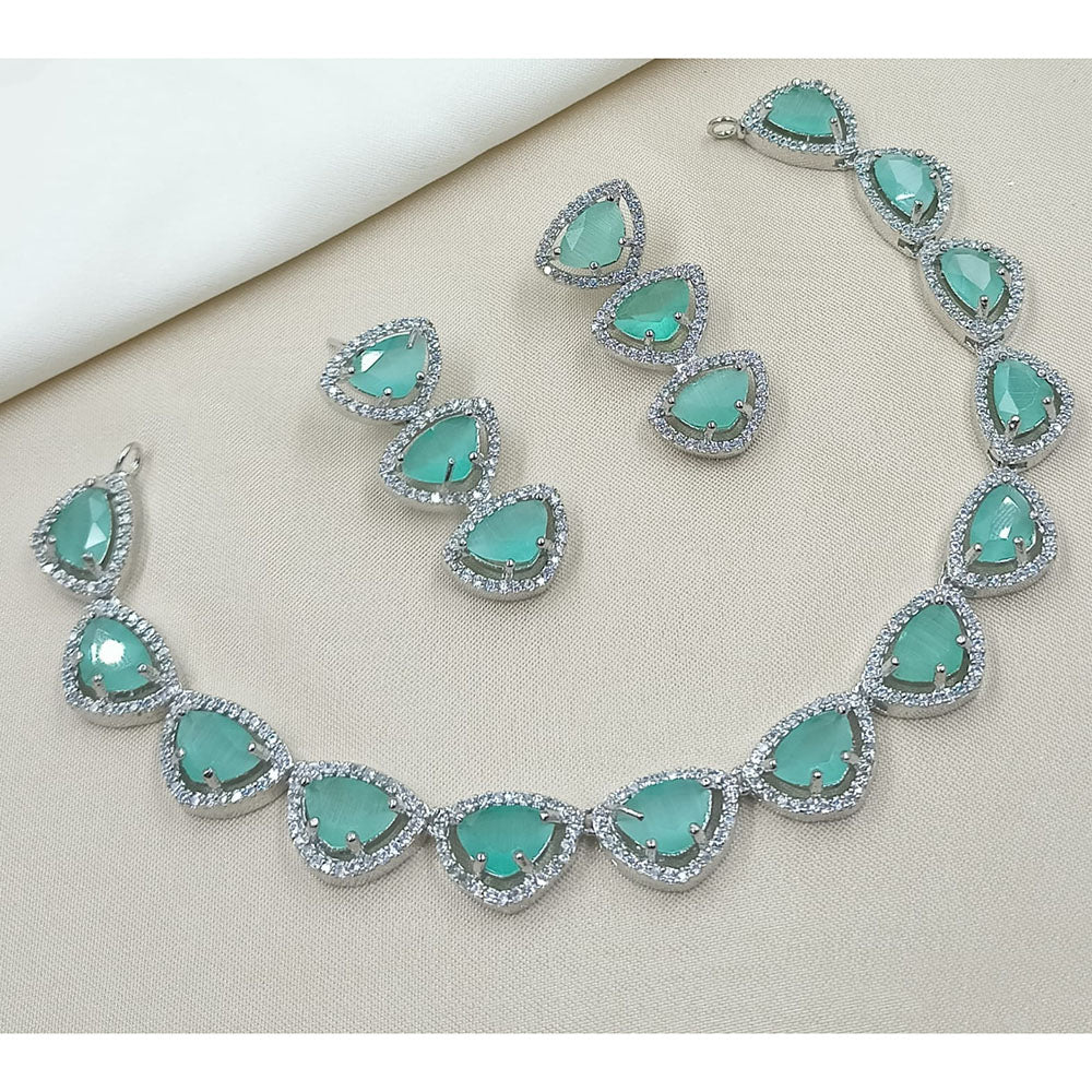 NAFJ Luxury Rhodium Polish American Diamond Necklace Set