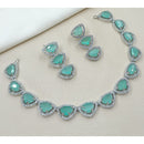 NAFJ Luxury Rhodium Polish American Diamond Necklace Set