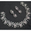 NAFJ Luxury Rhodium Polish American Diamond Necklace Set