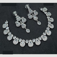 NAFJ Luxury Rhodium Polish American Diamond Necklace Set