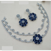 NAFJ Luxury Rhodium Polish American Diamond Necklace Set