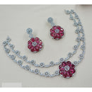 NAFJ Luxury Rhodium Polish American Diamond Necklace Set