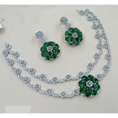 NAFJ Luxury Rhodium Polish American Diamond Necklace Set