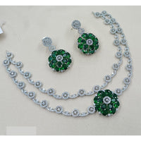 NAFJ Luxury Rhodium Polish American Diamond Necklace Set