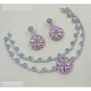 NAFJ Luxury Rhodium Polish American Diamond Necklace Set