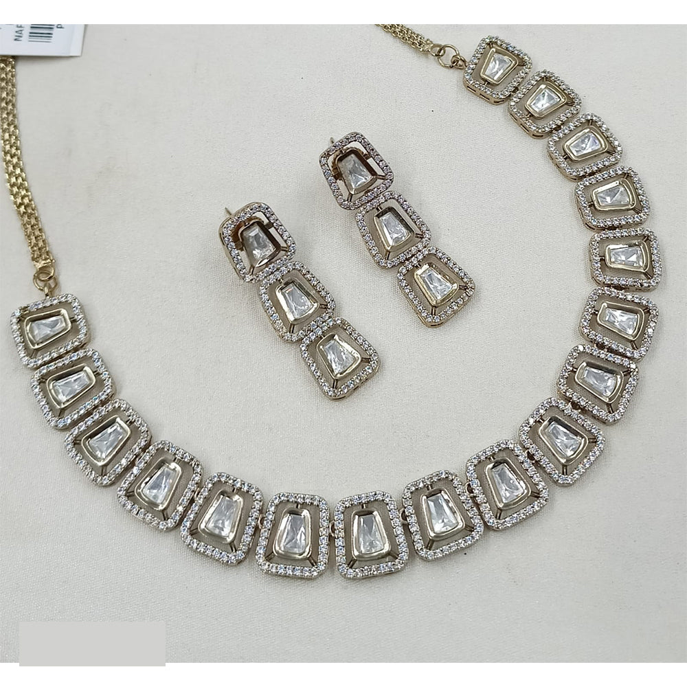 NAFJ Royal Polki Kundan And Austrian Stone Necklace Set