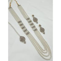 NAFJ Premium Austrian Stone And Pearl Designer Long Necklace Set