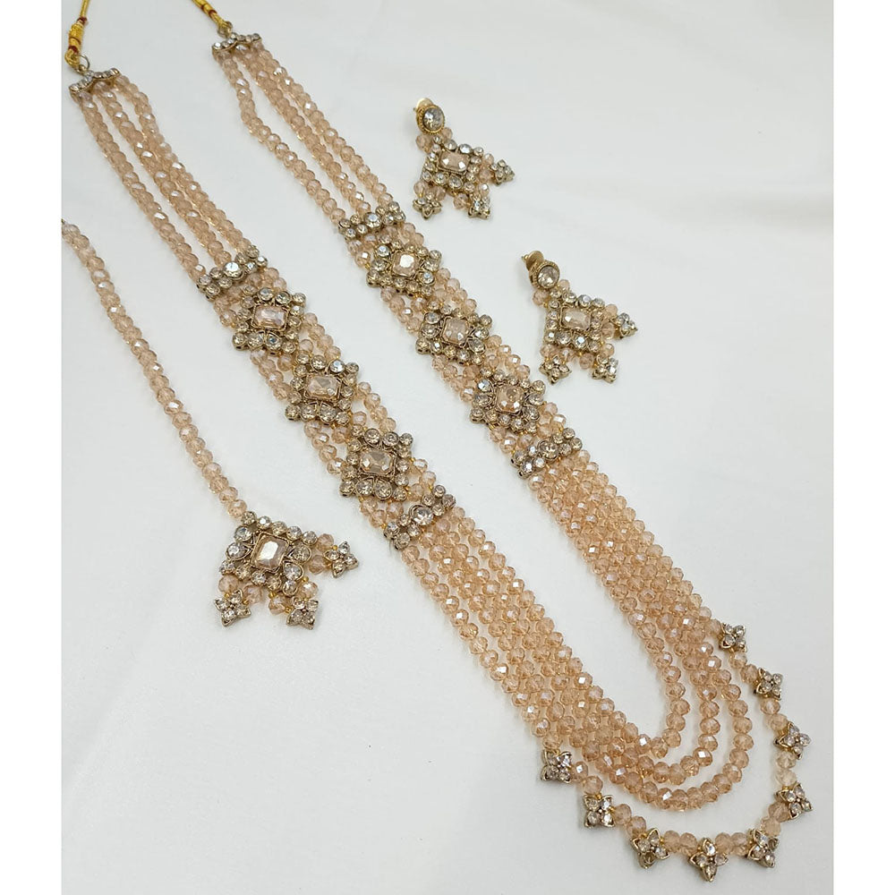 NAFJ Premium Austrian Stone And Pearl Designer Long Necklace Set