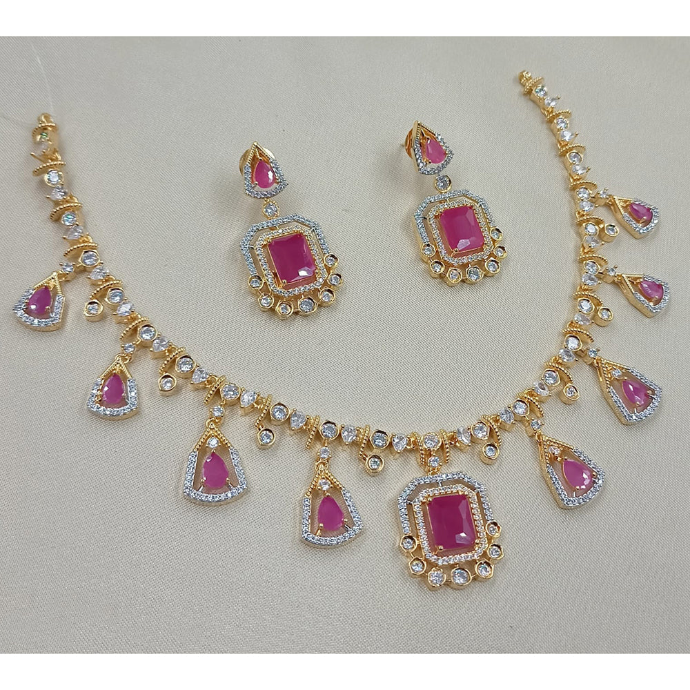 NAFJ Sparkling American Diamond Designer Necklace Set