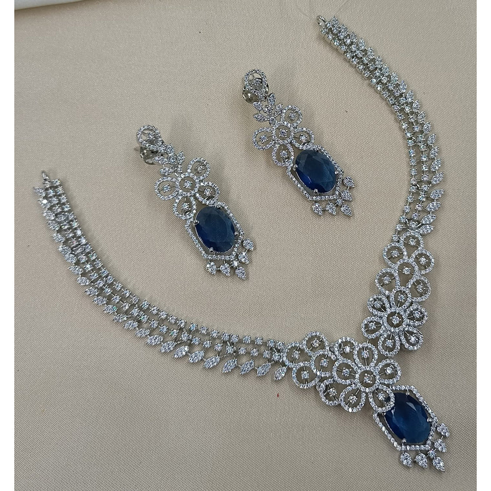 NAFJ Sparkling American Diamond Designer Necklace Set