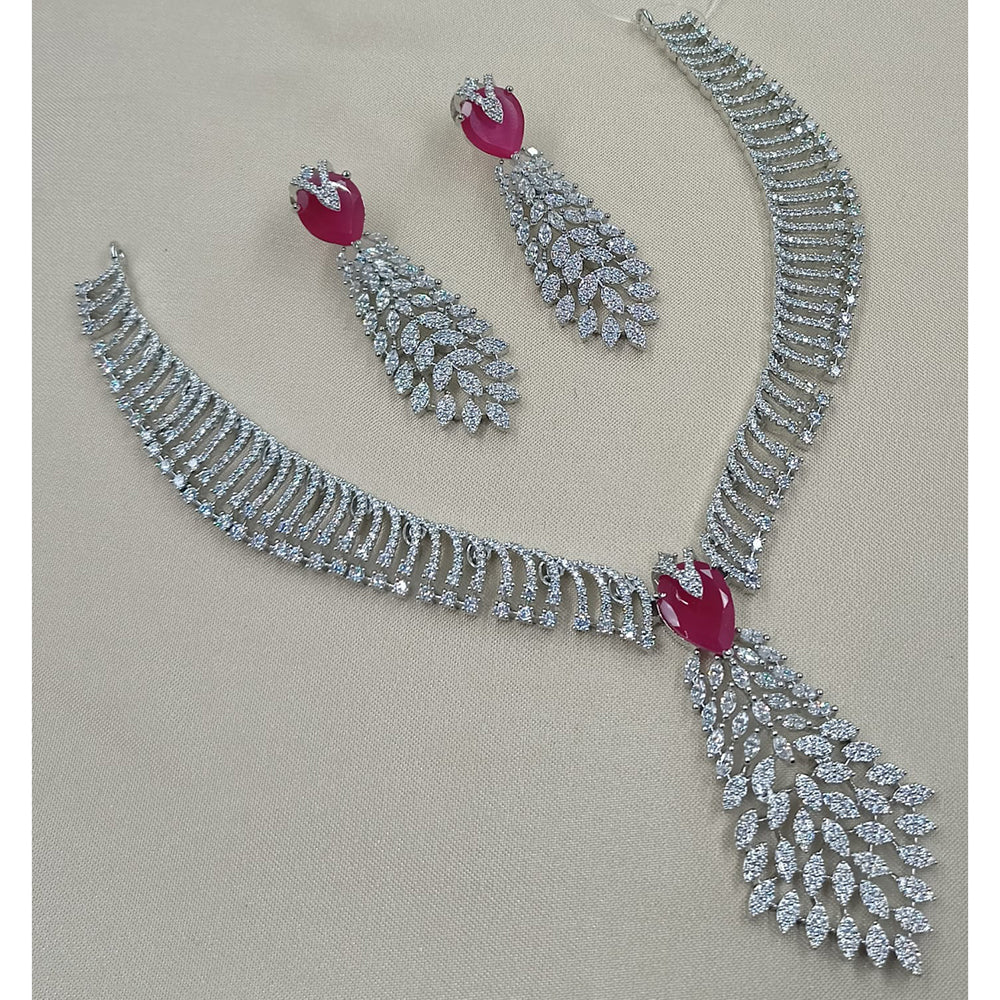 NAFJ Sparkling American Diamond Designer Necklace Set