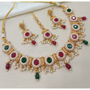 NAFJ Royal Look Pota Stone Pearl And Beads Necklace Set
