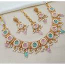 NAFJ Royal Look Pota Stone Pearl And Beads Necklace Set