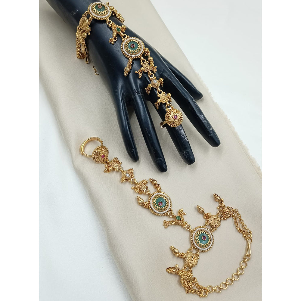 NAFJ Pota Stone And Pearl Designer Hand Harness