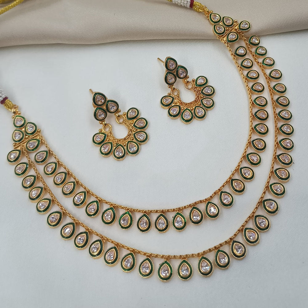 NAFJ Sparkling Crystal Stone Designer Meenakari Necklace Set